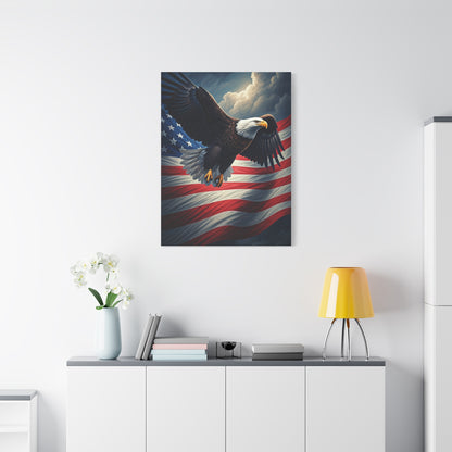 Eagle of Freedom Over the American Flag Wall Art & Canvas Prints