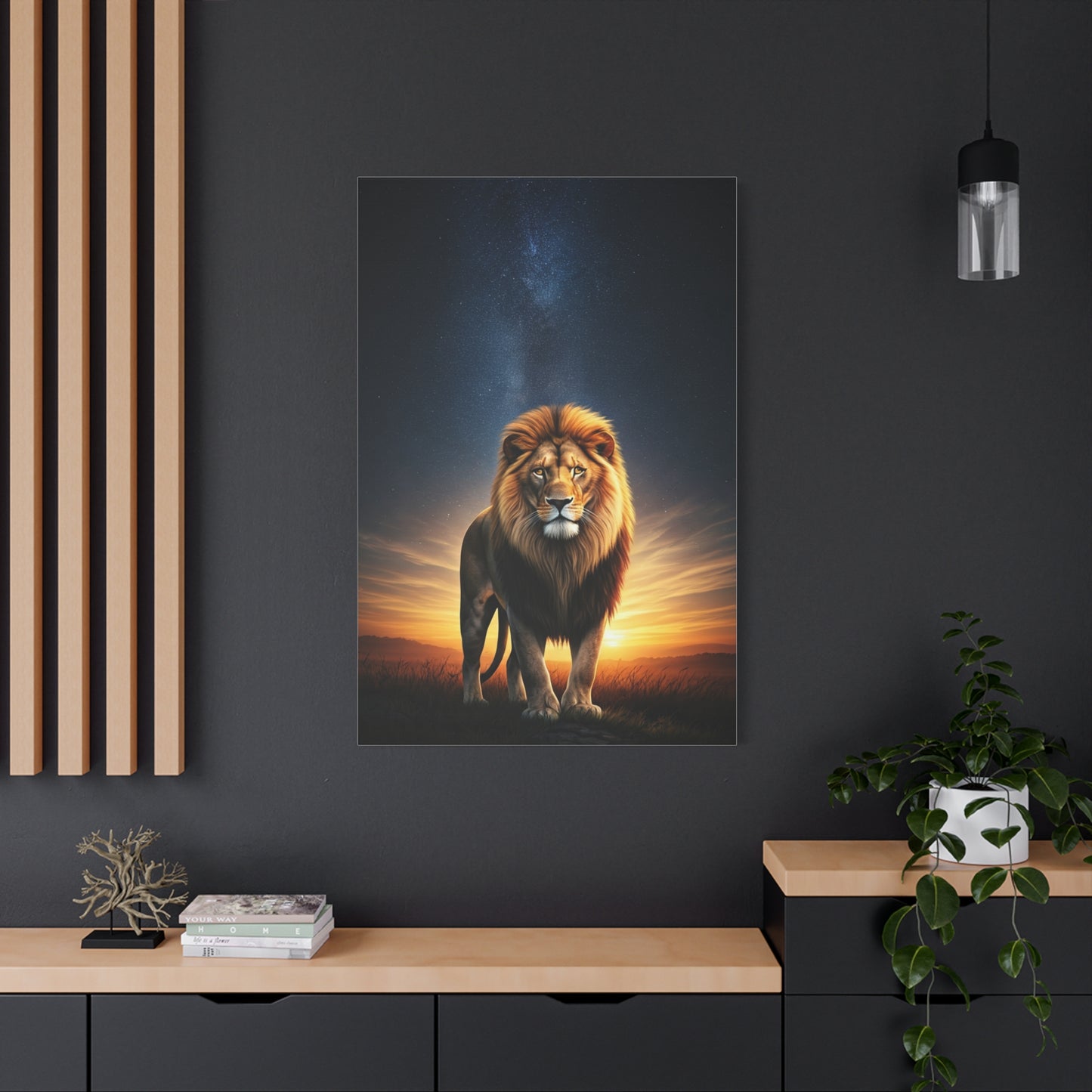 Majestic Lion Under the Evening Sky Wall Art & Canvas Prints