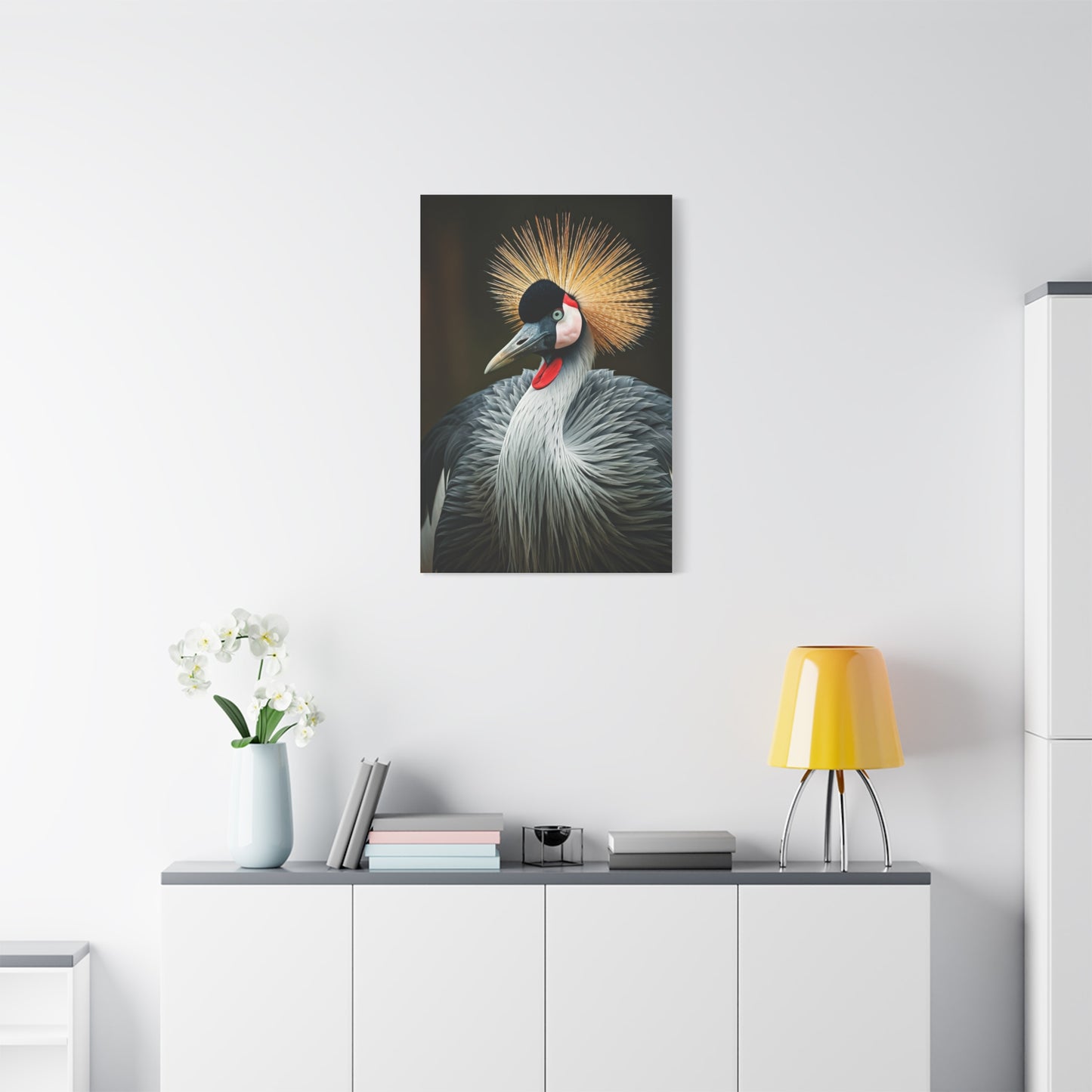 Regal Crowned Crane Portrait Wall Art & Canvas Prints