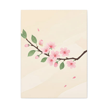 Minimal Sakura Branch Botanical Illustration Wall Art & Canvas Prints