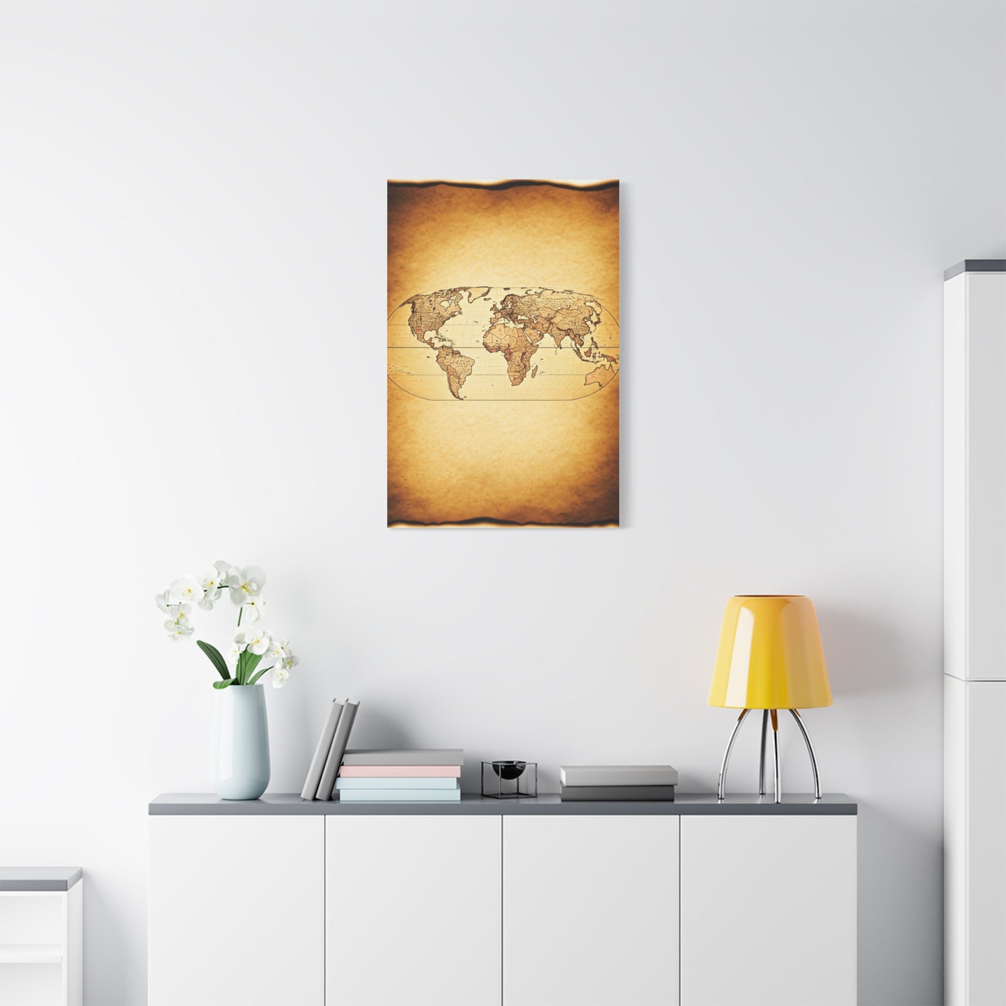 Modern Vintage Silhouette World Map Wall Art & Canvas Prints