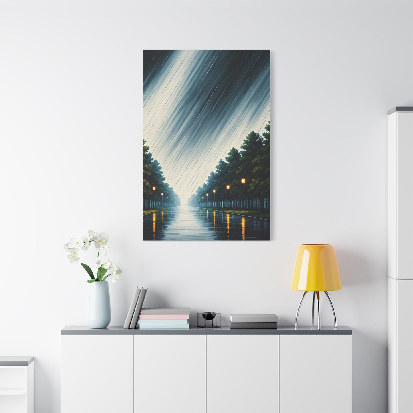 Night Avenue Light Flow Wall Art & Canvas Prints