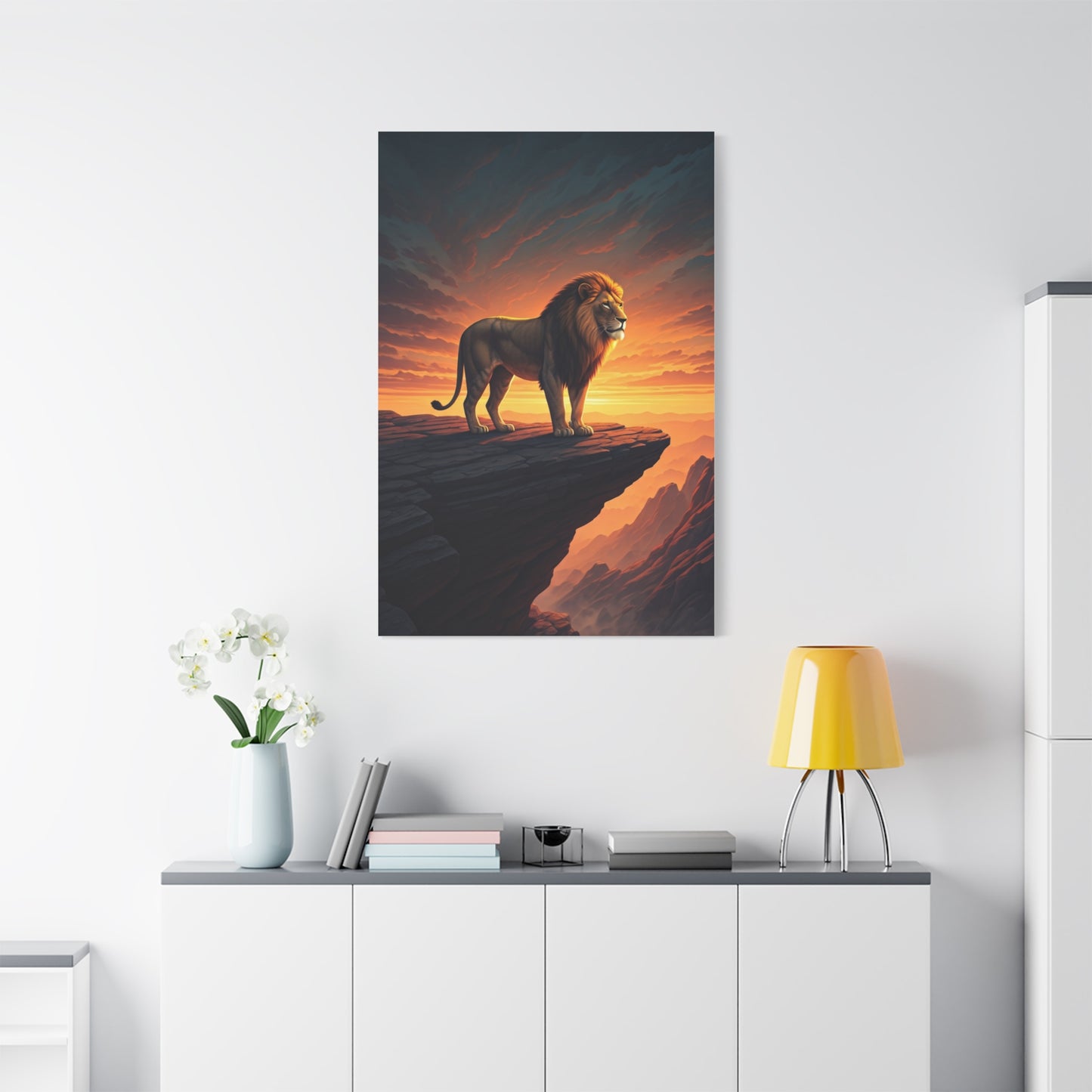 Lion King on Cliff at Sunset Wall Art & Canvas Prints