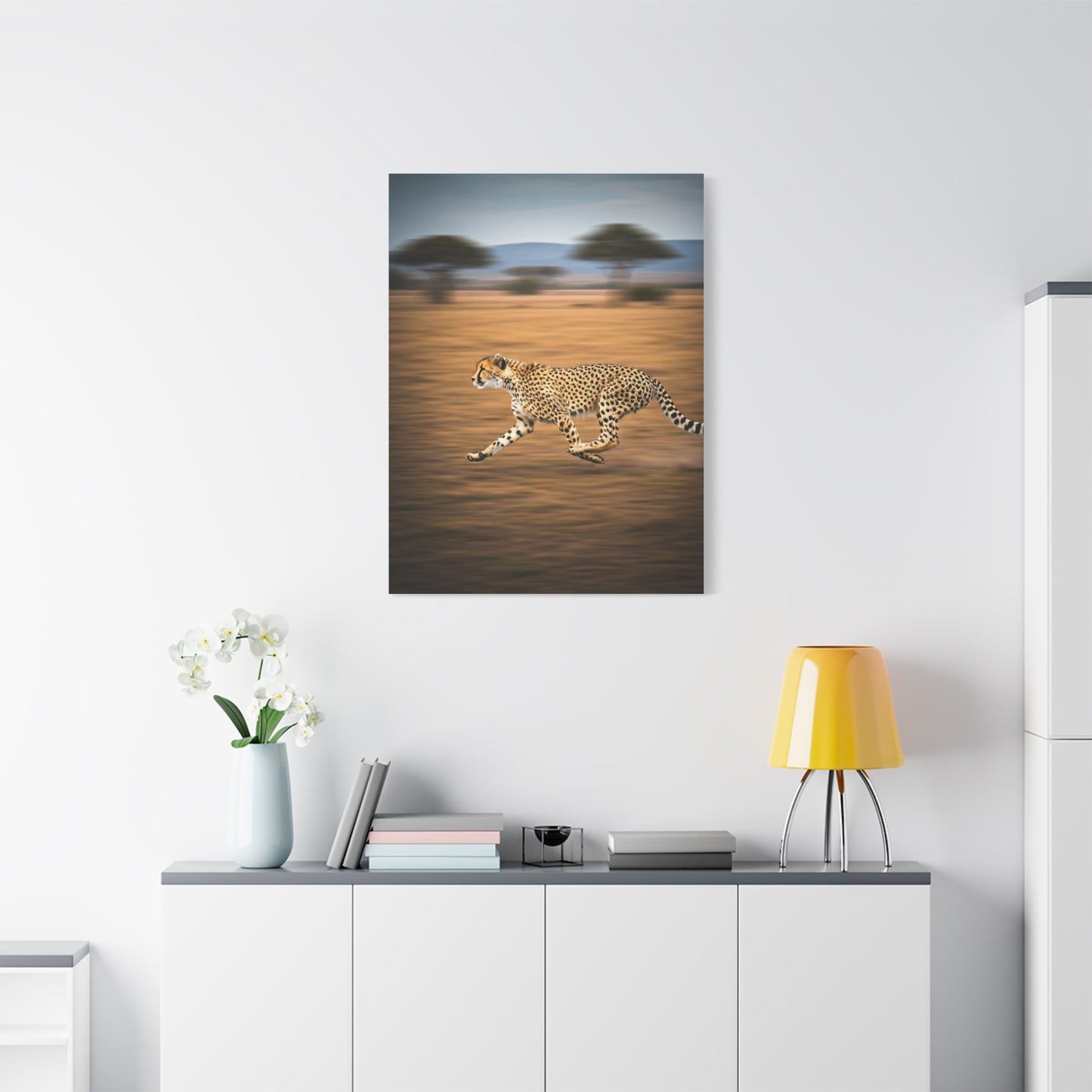 Cheetah Sprint Across the Desert Plains Wall Art & Canvas Prints