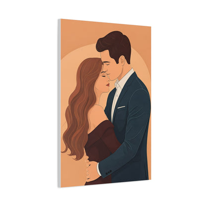 Romantic Embrace Illustration Wall Art & Canvas Prints