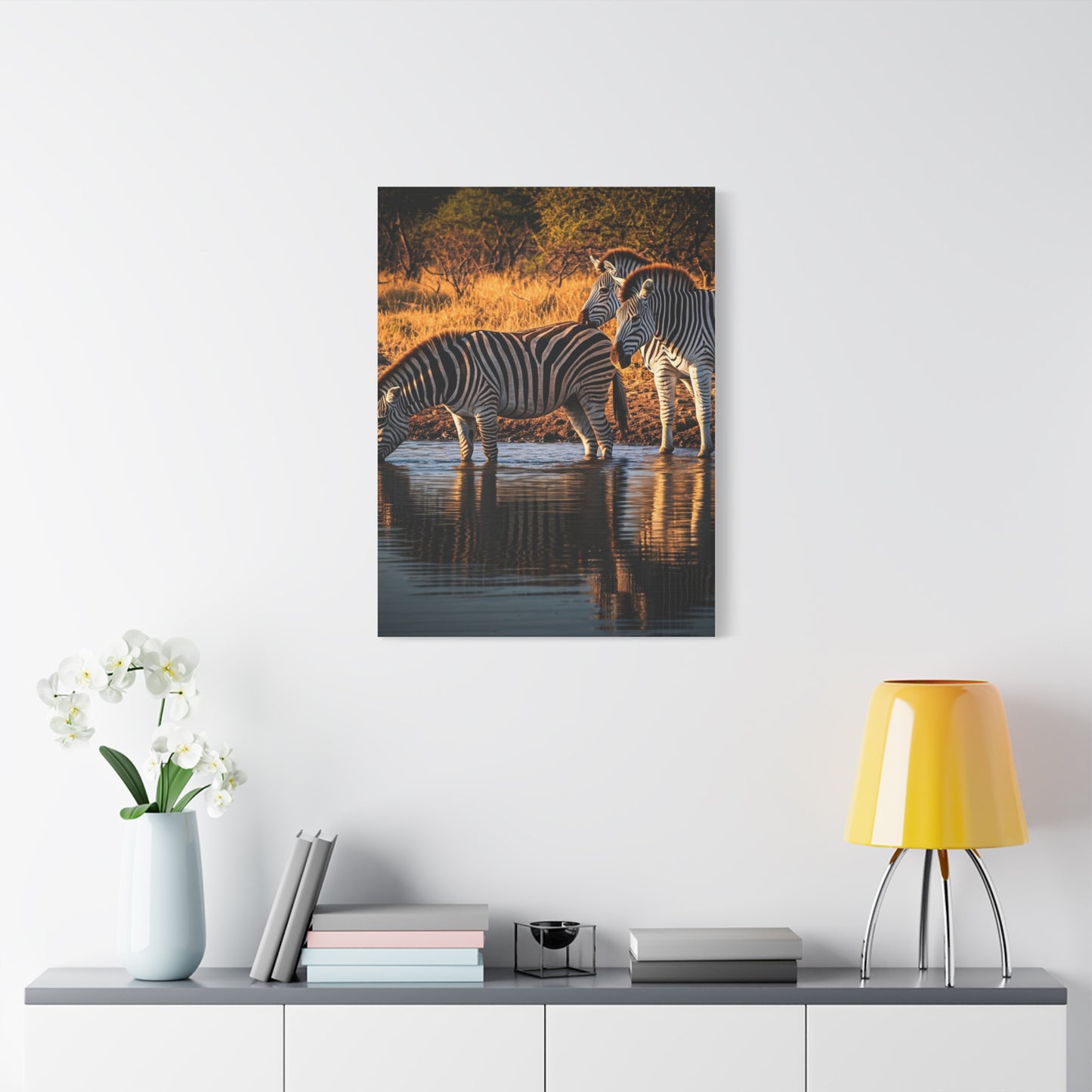 Zebra Pair at the Water’s Edge Wall Art & Canvas Prints