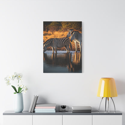 Zebra Pair at the Water’s Edge Wall Art & Canvas Prints