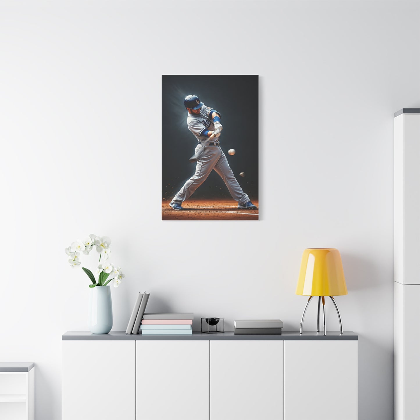 Baseball Impact Swing Close Action Wall Art & Canvas Prints