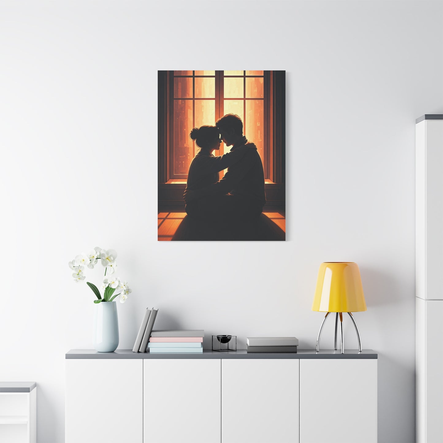 Quiet Embrace by Sunlit Window Wall Art & Canvas Prints