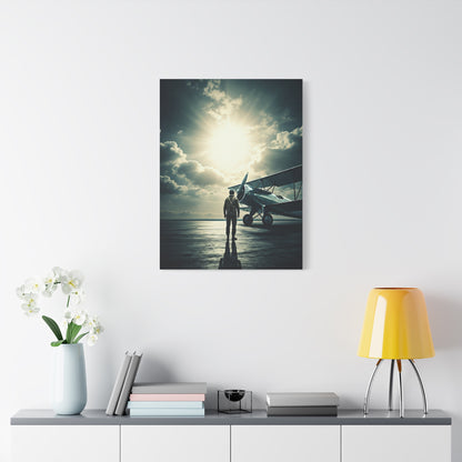 Lone Pilot and Aircraft Reflection Wall Art & Canvas Prints