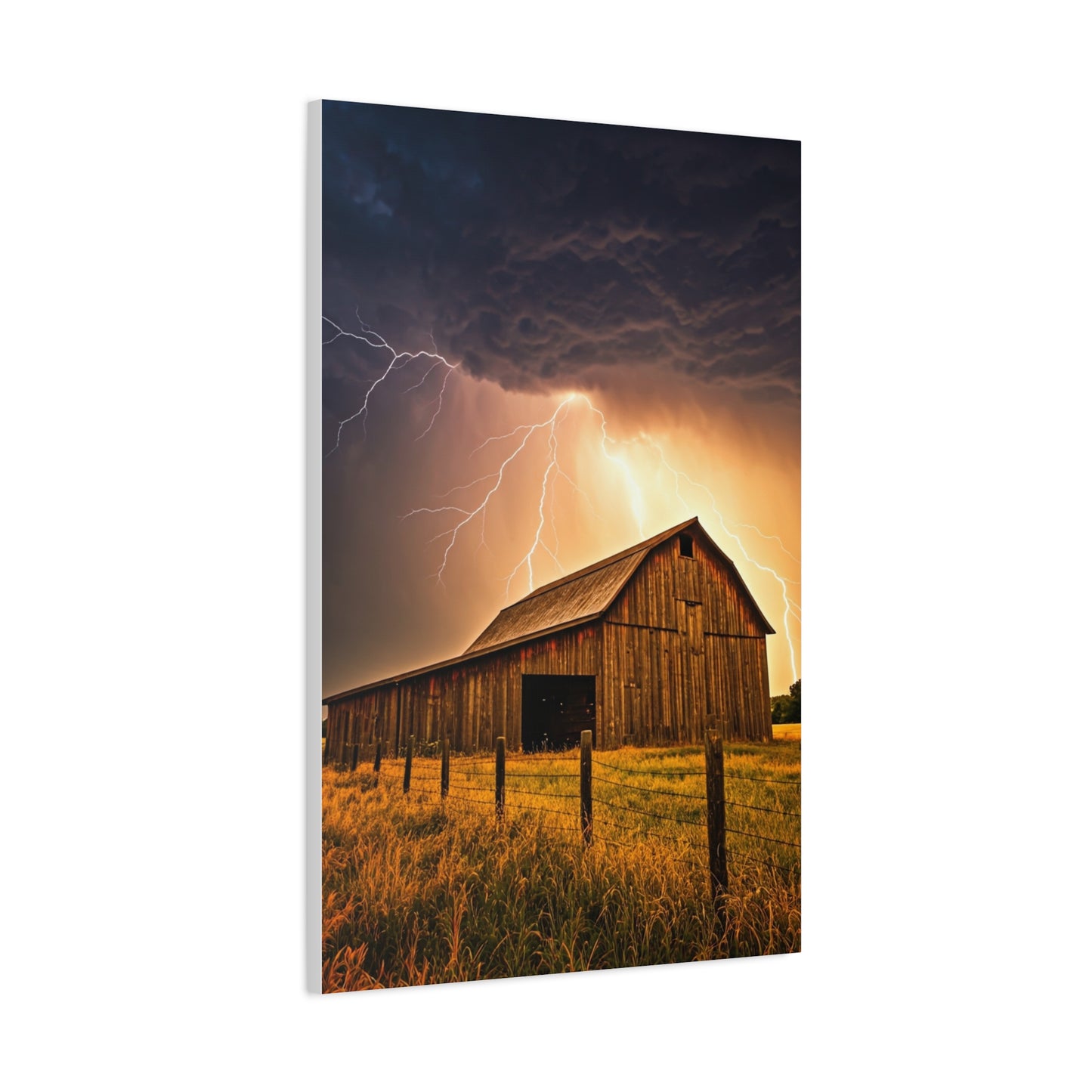 Lightning Over the Old Farm Barn Wall Art & Canvas Prints