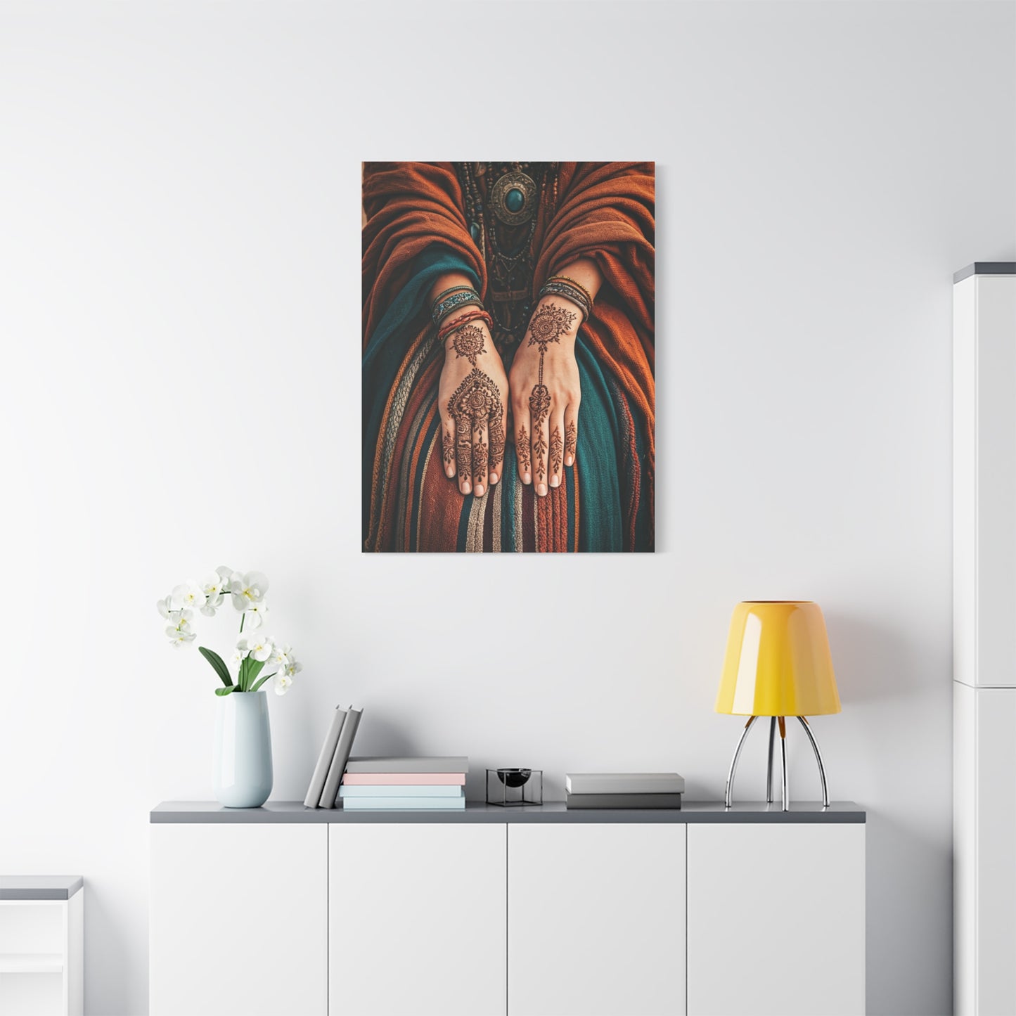 Henna Adorned Hands Bohemian Ritual Wall Art & Canvas Prints