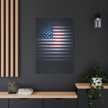 Minimalist Dark American Flag Glow Wall Art & Canvas Prints