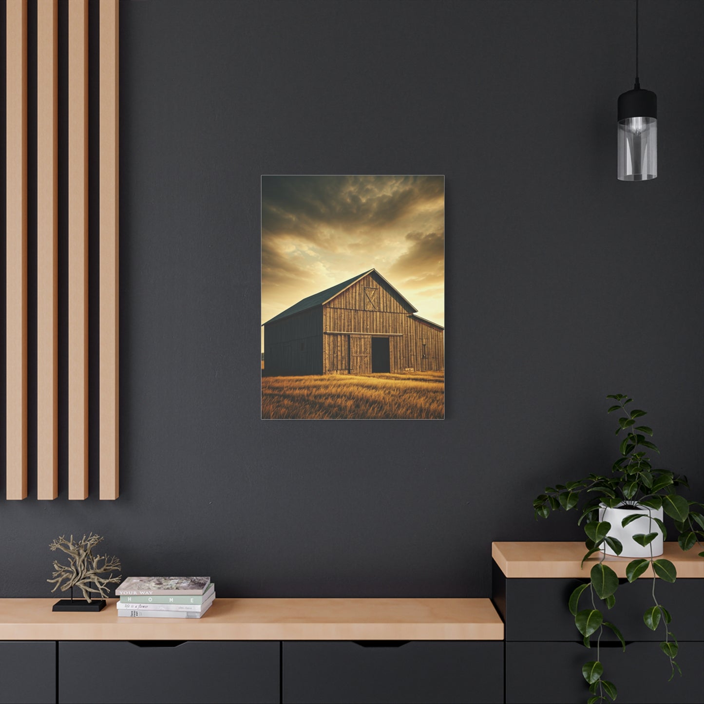 Golden Harvest Barn at Dusk Wall Art & Canvas Prints