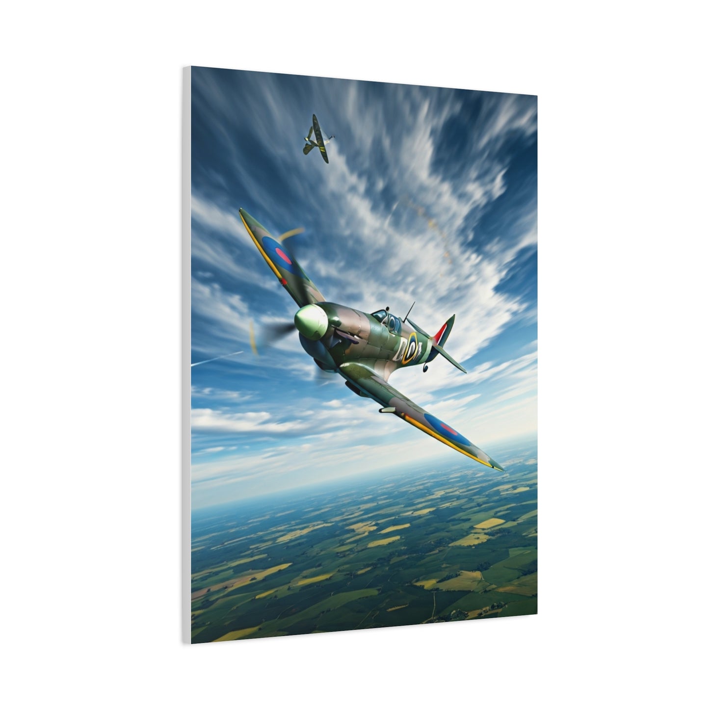 Vintage Warbird Flight Over Open Fields Wall Art & Canvas Prints
