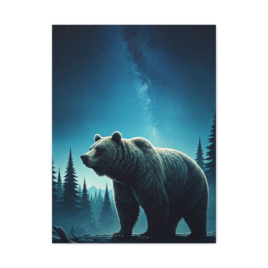 Midnight Wilderness Bear Under the Stars Wall Art & Canvas Prints
