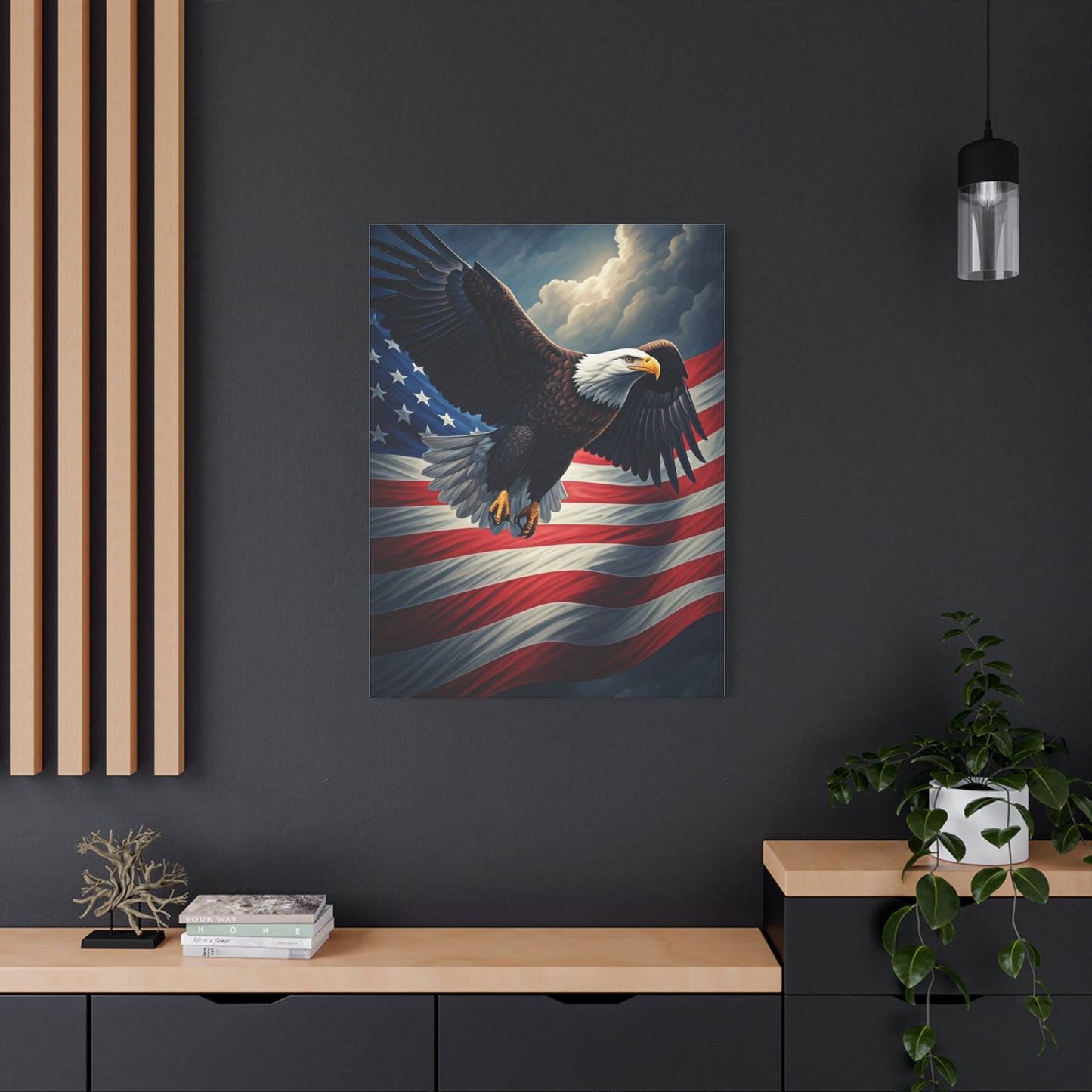 Eagle of Freedom Over the American Flag Wall Art & Canvas Prints