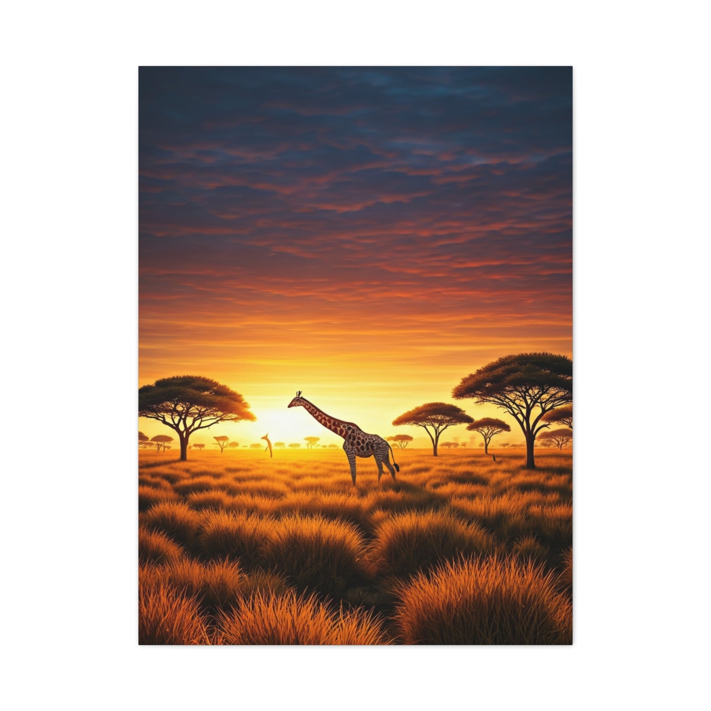Savannah Giraffe Sunset Silhouette Wall Art & Canvas Prints