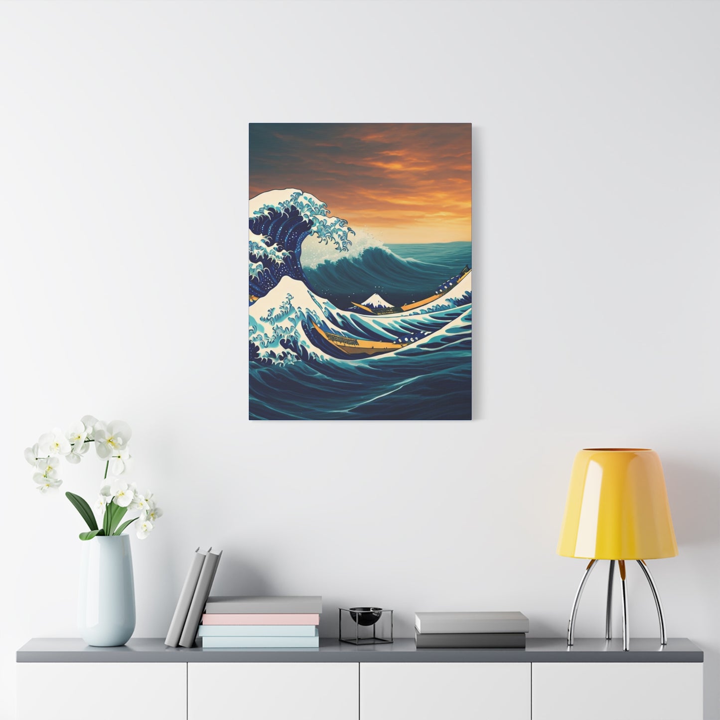 Crimson Horizon Wave Wall Art & Canvas Prints