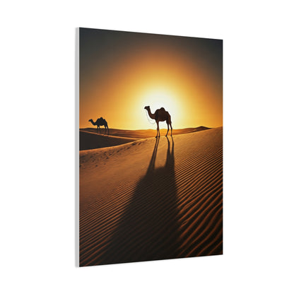 Lone Camel in Desert Sunset Wall Art & Canvas Prints