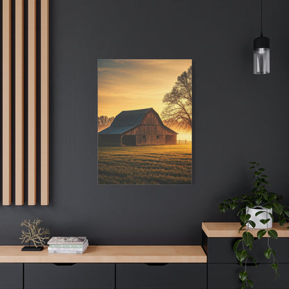 Golden Hour Farmstead Barn Wall Art & Canvas Prints