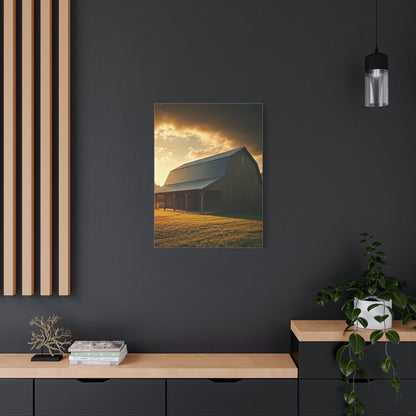 Golden Hour Farm Barn Landscape Wall Art & Canvas Prints