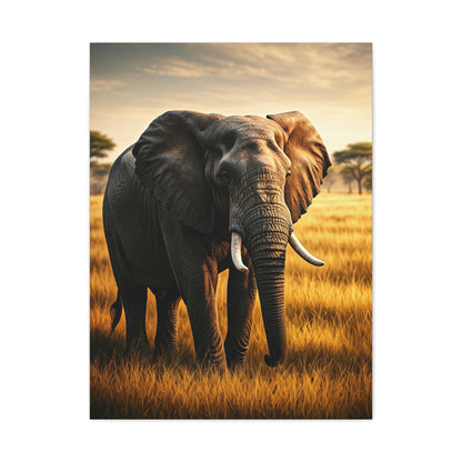 Majestic Elephant in Golden Grasslands Wall Art & Canvas Prints