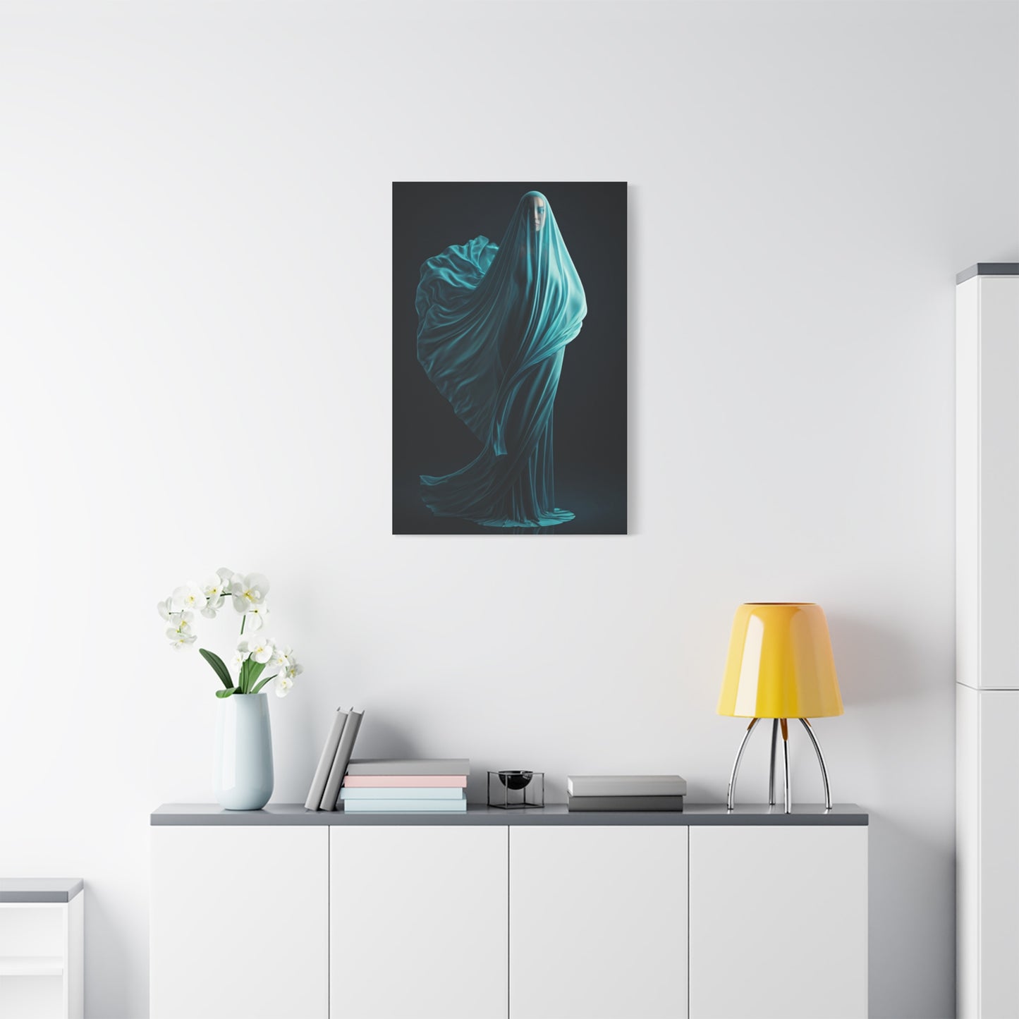 Flowing Blue Fabric Form Wall Art & Canvas Prints