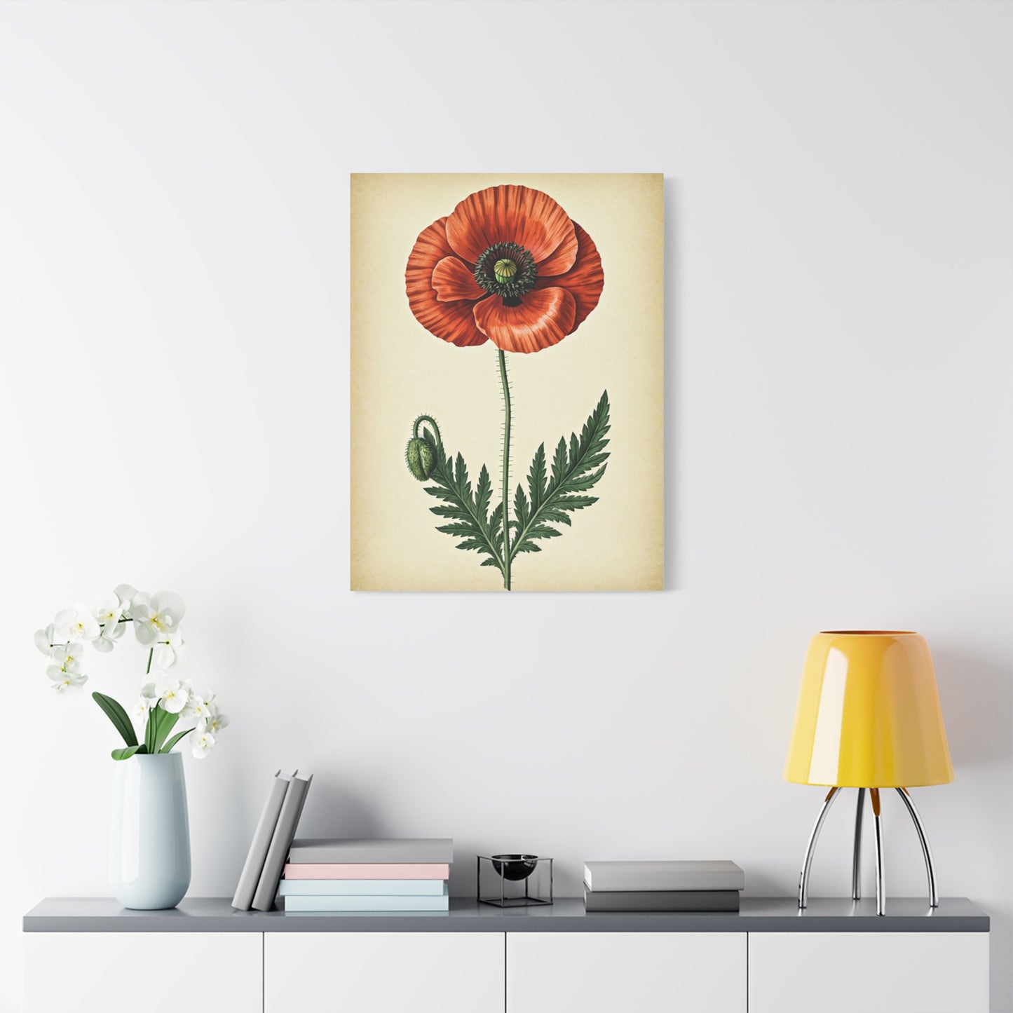 Poppy Flower Vintage Study Wall Art & Canvas Prints