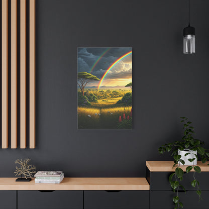 Rainbow Over African Savannah Landscape Wall Art & Canvas Prints