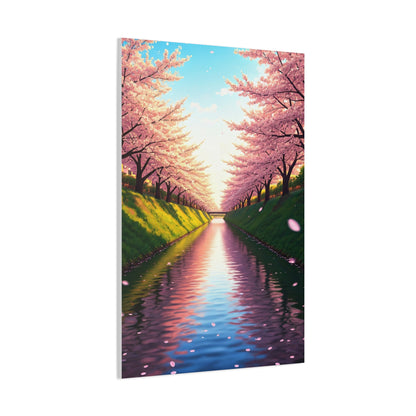 Sakura River Reflection Spring Landscape Wall Art & Canvas Prints