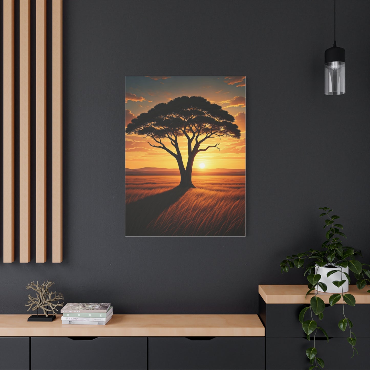 Lone Acacia Tree Sunset Horizon Wall Art & Canvas Prints