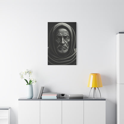 Hooded Elder with Timeless Expression Wall Art & Canvas Prints