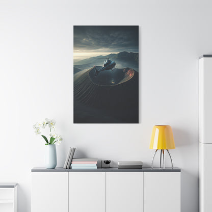 Helicopter Over Volcano Crater Wall Art & Canvas Prints