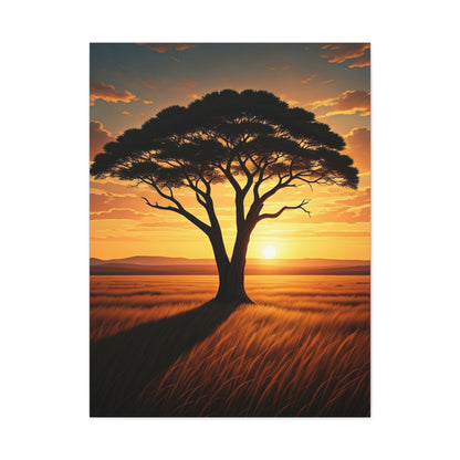 Lone Acacia Tree Sunset Horizon Wall Art & Canvas Prints