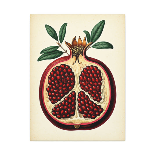 Pomegranate Cross Section Illustration Wall Art & Canvas Prints