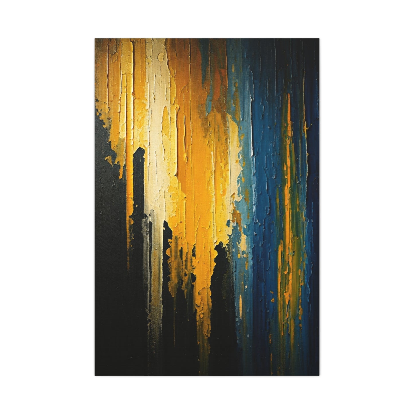 Vertical Gold and Blue Abstract Wall Art & Canvas Prints