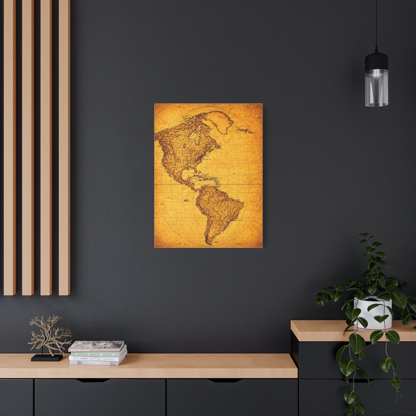 Minimal Vintage World Silhouette Map Wall Art & Canvas Prints
