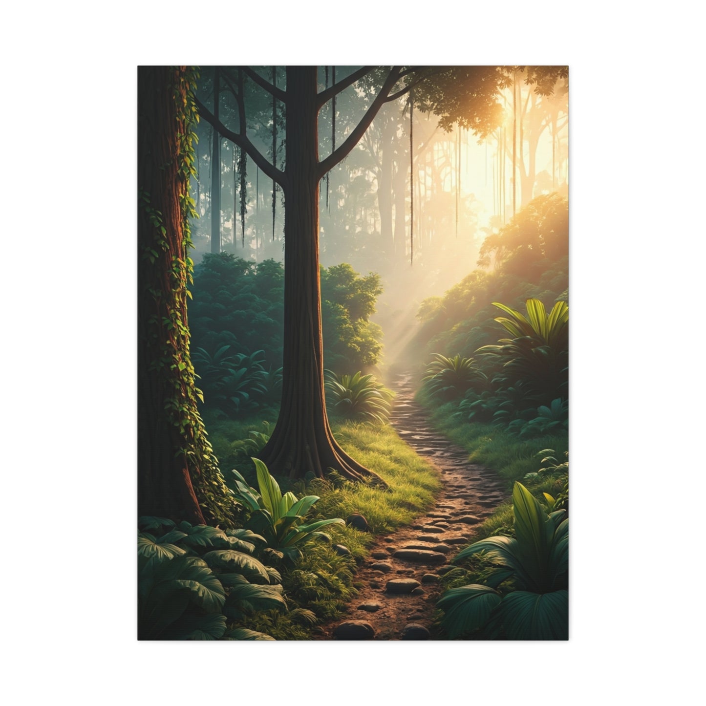 Sunlit Forest Path Enchantment Wall Art & Canvas Prints