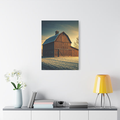 Frosted Dawn Wooden Barn Wall Art & Canvas Prints