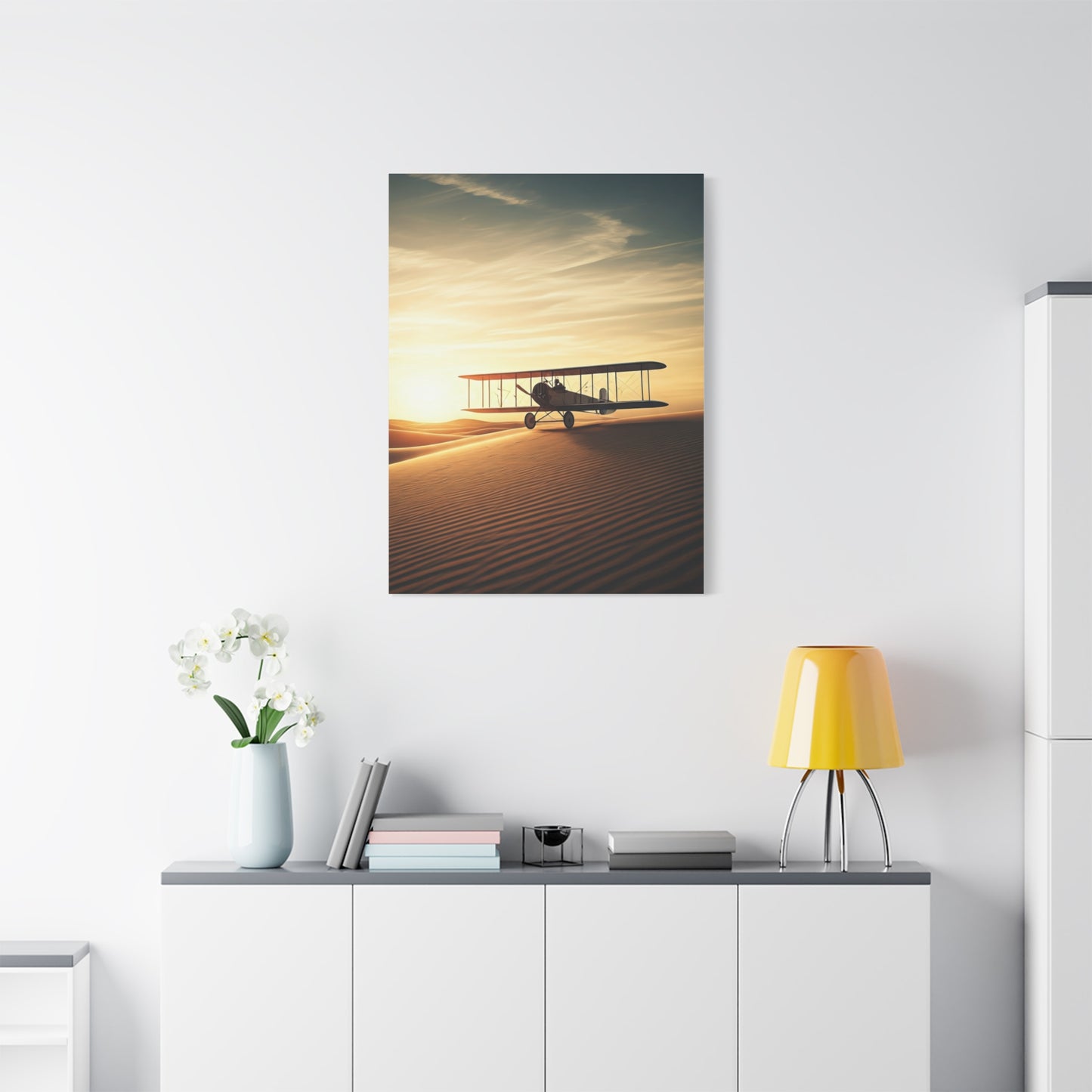 Desert Dawn Biplane Flight Wall Art & Canvas Prints