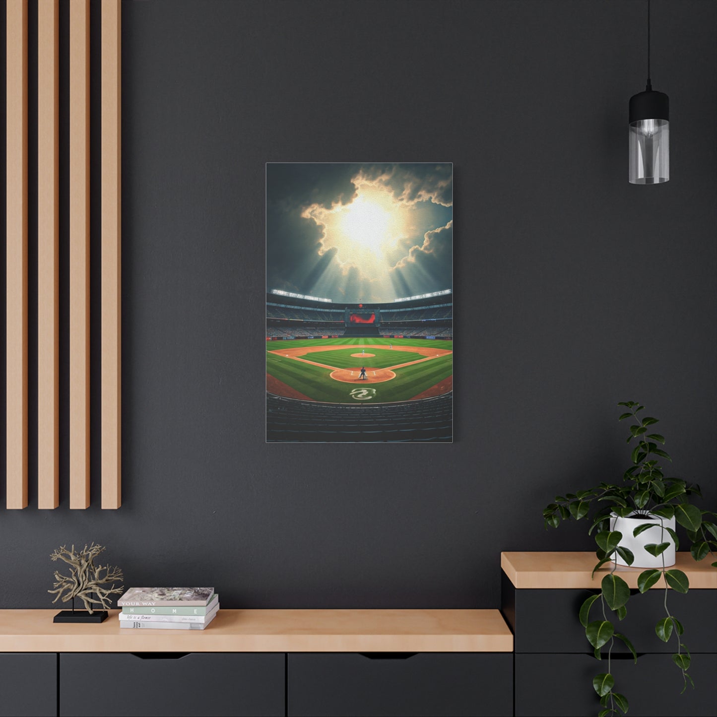 Golden Hour Baseball Field with Team Logo Wall Art & Canvas Prints