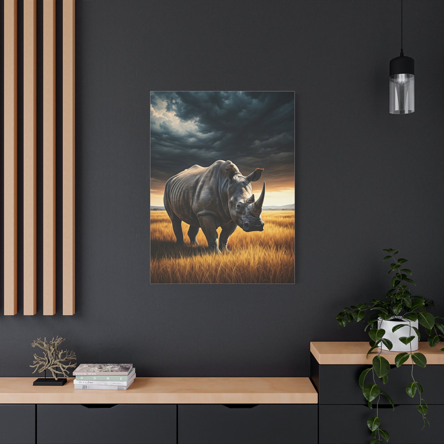 Rhino Guardian Under Stormy Skies Wall Art & Canvas Prints