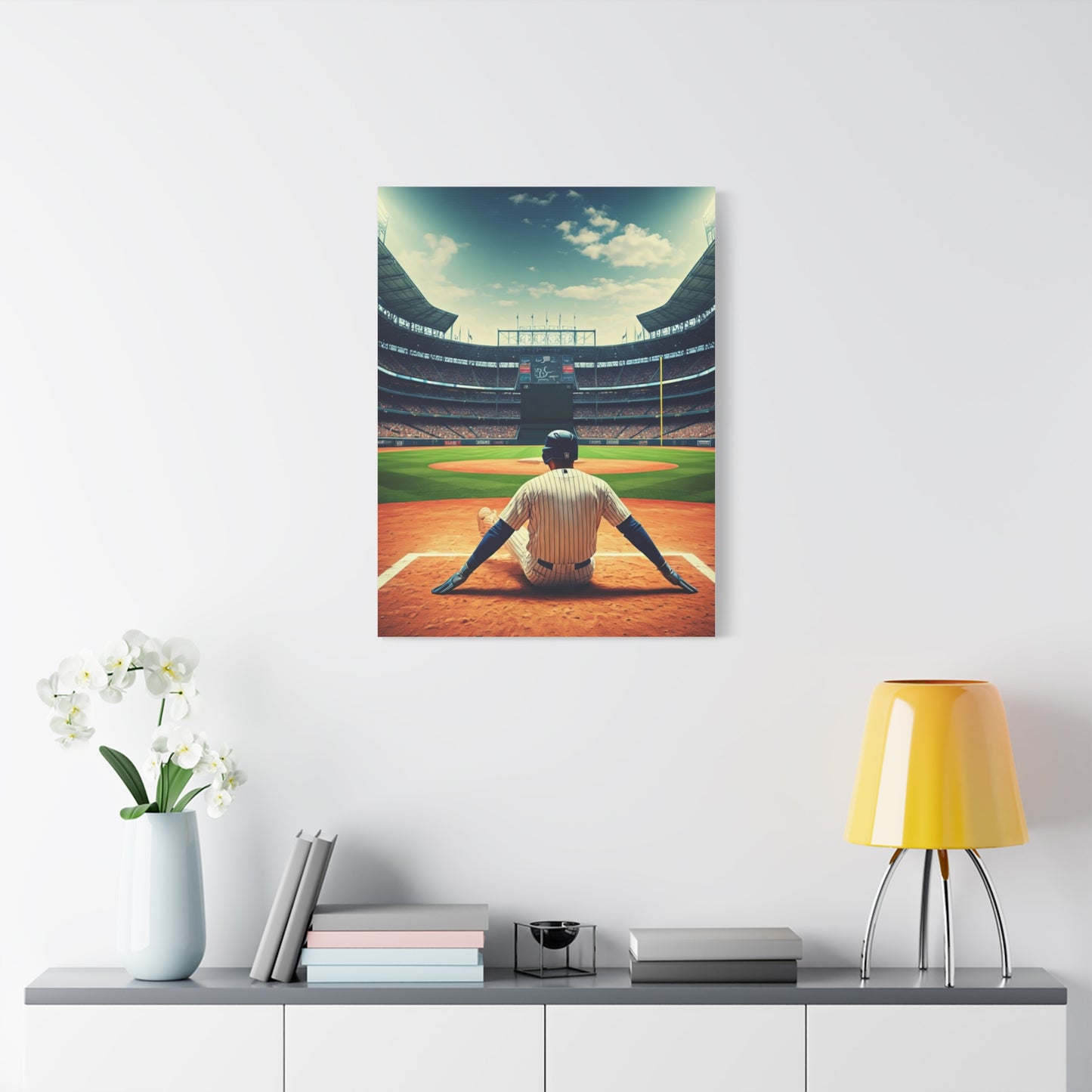 Batter Ready at Home Plate Stadium View Wall Art & Canvas Prints