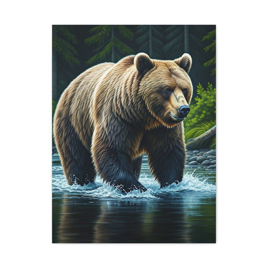 River Crossing Grizzly Bear Wall Art & Canvas Prints