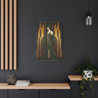 Emerald Deco Flapper Elegance Wall Art & Canvas Prints