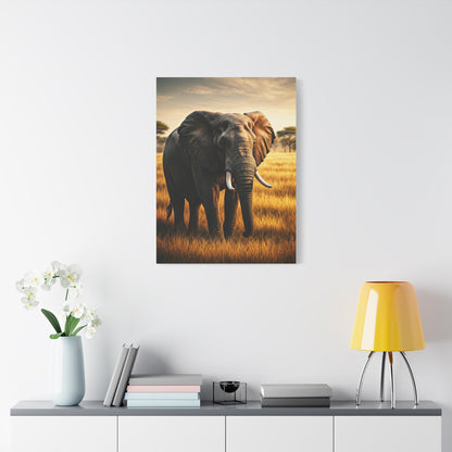 Majestic Elephant in Golden Grasslands Wall Art & Canvas Prints