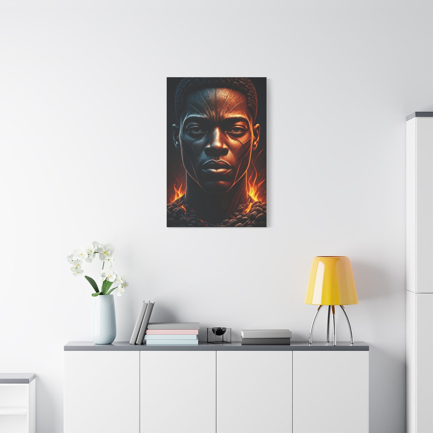 Fire and Shadow Warrior Portrait Wall Art & Canvas Prints