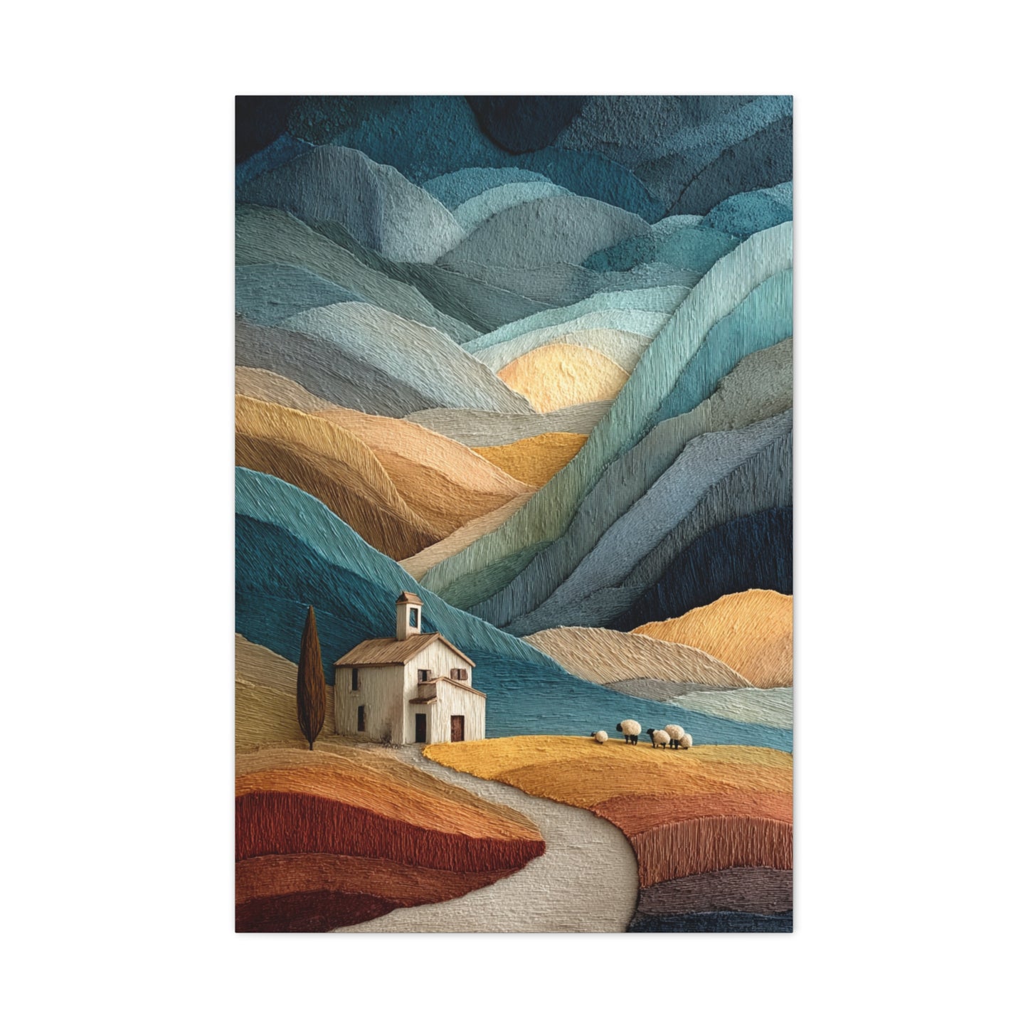 Abstract Farmhouse Landscape Composition Wall Art & Canvas Print