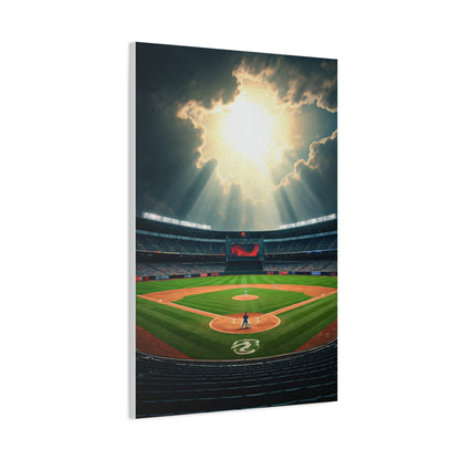 Golden Hour Baseball Field with Team Logo Wall Art & Canvas Prints